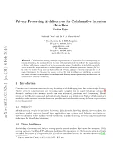 Privacy Preserving Architectures for Collaborative Intrusion Detection