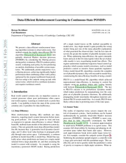 Data-Efficient Reinforcement Learning in Continuous-State POMDPs