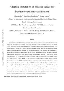 Adaptive imputation of missing values for incomplete pattern
  classification