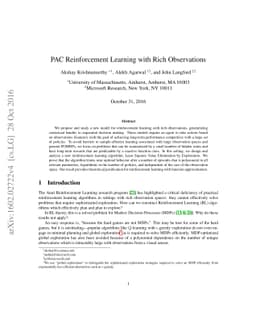 PAC Reinforcement Learning with Rich Observations
