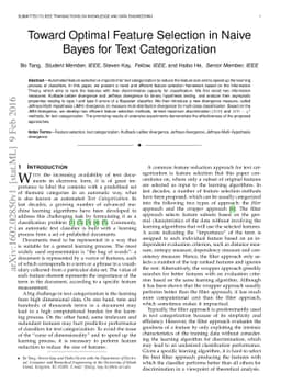 Toward Optimal Feature Selection in Naive Bayes for Text Categorization