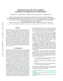 Spoofing detection under noisy conditions: a preliminary investigation
  and an initial database