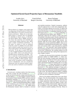 Optimized Kernel-based Projection Space of Riemannian Manifolds