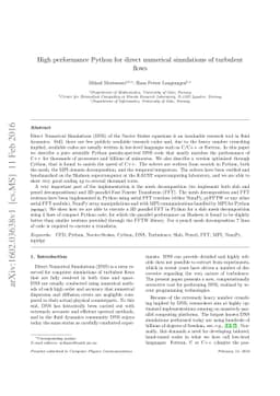 High performance Python for direct numerical simulations of turbulent
  flows