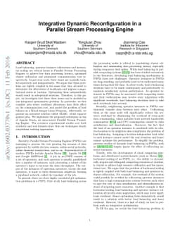 Integrative Dynamic Reconfiguration in a Parallel Stream Processing
  Engine