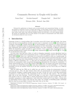 Community Recovery in Graphs with Locality