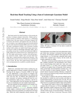 Real-Time Hand Tracking Using a Sum of Anisotropic Gaussians Model