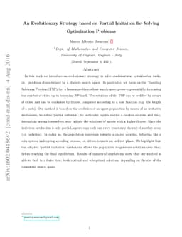 An Evolutionary Strategy based on Partial Imitation for Solving
  Optimization Problems