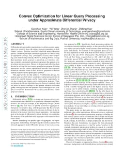 Convex Optimization for Linear Query Processing under Approximate
  Differential Privacy