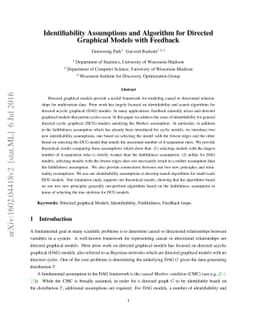 Identifiability Assumptions and Algorithm for Directed Graphical Models
  with Feedback