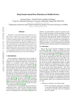 Deep Feature-based Face Detection on Mobile Devices