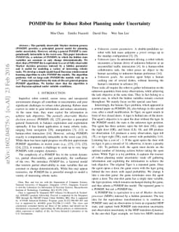 POMDP-lite for Robust Robot Planning under Uncertainty