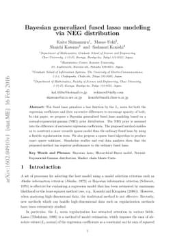 Bayesian generalized fused lasso modeling via NEG distribution