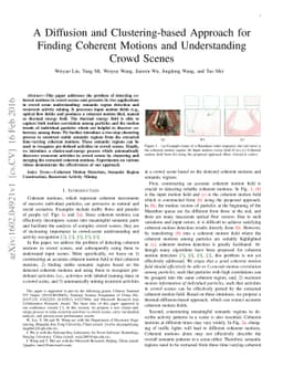 A diffusion and clustering-based approach for finding coherent motions
  and understanding crowd scenes