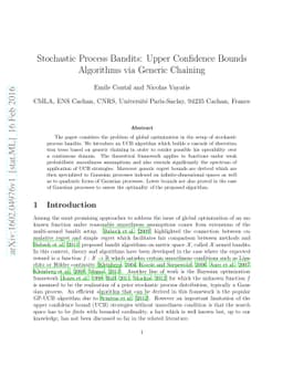 Stochastic Process Bandits: Upper Confidence Bounds Algorithms via
  Generic Chaining
