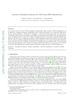 Symmetry Breaking Predicates for SAT-based DFA Identification