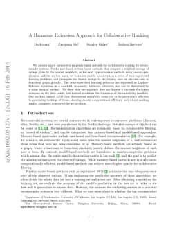 A Harmonic Extension Approach for Collaborative Ranking