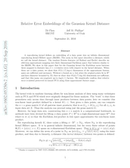 Relative Error Embeddings for the Gaussian Kernel Distance