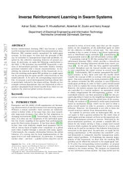 Inverse Reinforcement Learning in Swarm Systems