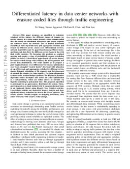 Differentiated latency in data center networks with erasure coded files
  through traffic engineering