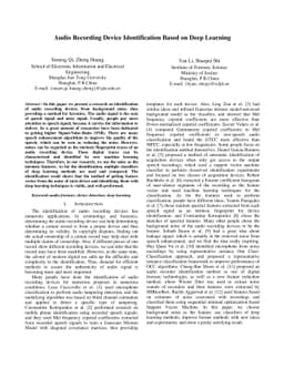 Audio Recording Device Identification Based on Deep Learning