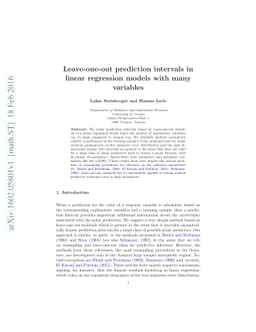 Leave-one-out prediction intervals in linear regression models with many
  variables