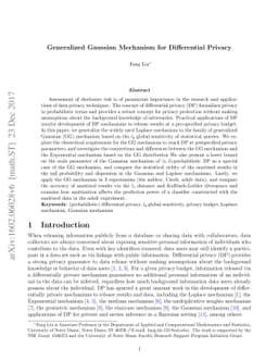 Generalized Gaussian Mechanism for Differential Privacy