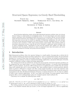 Structured Sparse Regression via Greedy Hard-Thresholding