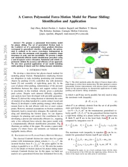 A Convex Polynomial Force-Motion Model for Planar Sliding:
  Identification and Application
