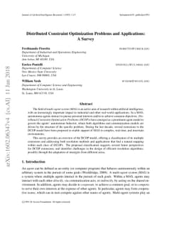 Distributed Constraint Optimization Problems and Applications: A Survey