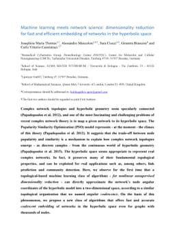 Machine learning meets network science: dimensionality reduction for
  fast and efficient embedding of networks in the hyperbolic space