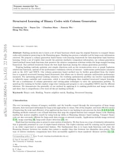 Structured Learning of Binary Codes with Column Generation