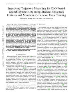 Improving Trajectory Modelling for DNN-based Speech Synthesis by using
  Stacked Bottleneck Features and Minimum Generation Error Training