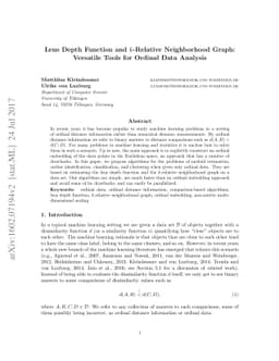 Lens depth function and k-relative neighborhood graph: versatile tools
  for ordinal data analysis