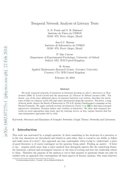 Temporal Network Analysis of Literary Texts