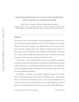 Improving patch-based scene text script identification with ensembles of
  conjoined networks