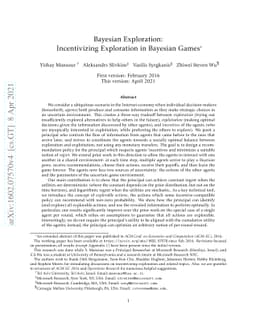 Bayesian Exploration: Incentivizing Exploration in Bayesian Games