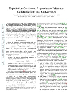 Expectation Consistent Approximate Inference: Generalizations and
  Convergence