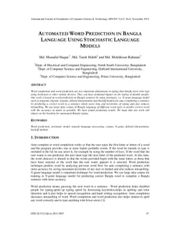 Automated Word Prediction in Bangla Language Using Stochastic Language
  Models
