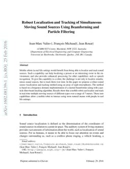 Robust Localization and Tracking of Simultaneous Moving Sound Sources
  Using Beamforming and Particle Filtering