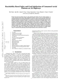 Reachability-Based Safety and Goal Satisfaction of Unmanned Aerial
  Platoons on Air Highways