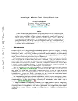 Learning to Abstain from Binary Prediction