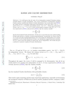 Ratios and Cauchy Distribution