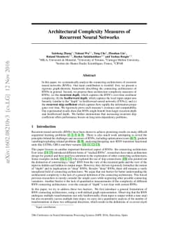Architectural Complexity Measures of Recurrent Neural Networks