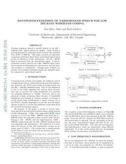 Bandwidth Extension of Narrowband Speech for Low Bit-Rate Wideband
  Coding