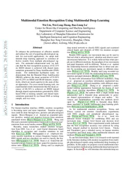 Multimodal Emotion Recognition Using Multimodal Deep Learning