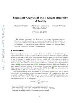 Theoretical Analysis of the $k$-Means Algorithm - A Survey