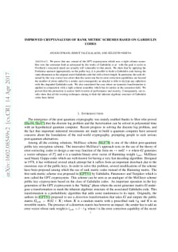 Improved Cryptanalysis of Rank Metric Schemes Based on Gabidulin Codes