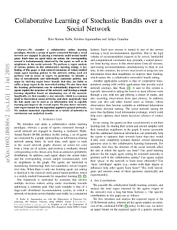 Collaborative Learning of Stochastic Bandits over a Social Network