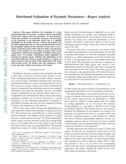 Distributed Estimation of Dynamic Parameters : Regret Analysis